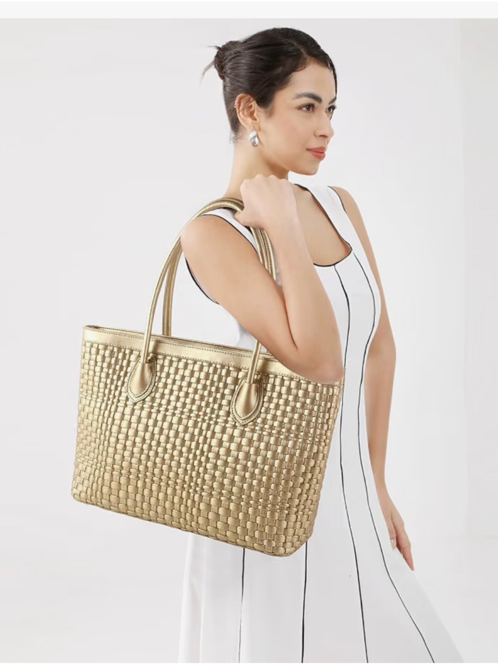 Woven Metallic Gold Tote Bag – Chic Everyday Carry